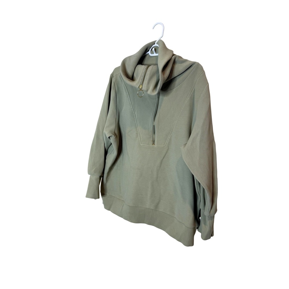 Varley Vine Half Zip Sweatshirt Womens 1X Sage Green Ottoman Cowl Neck Pullover‎